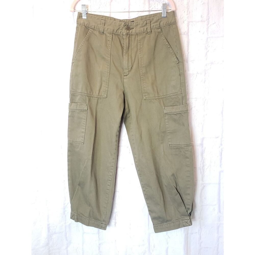 BANANA REPUBLIC FACTORY Pine Green Barrel Cargo Utility Pants Jeans 8